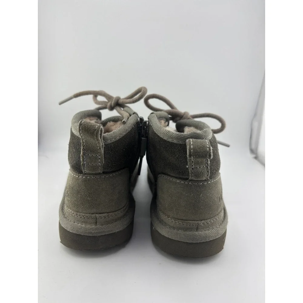 UGG Kids Neumel II Grey Suede Lace Up Zip Chukka Boots Size 11 1017320K